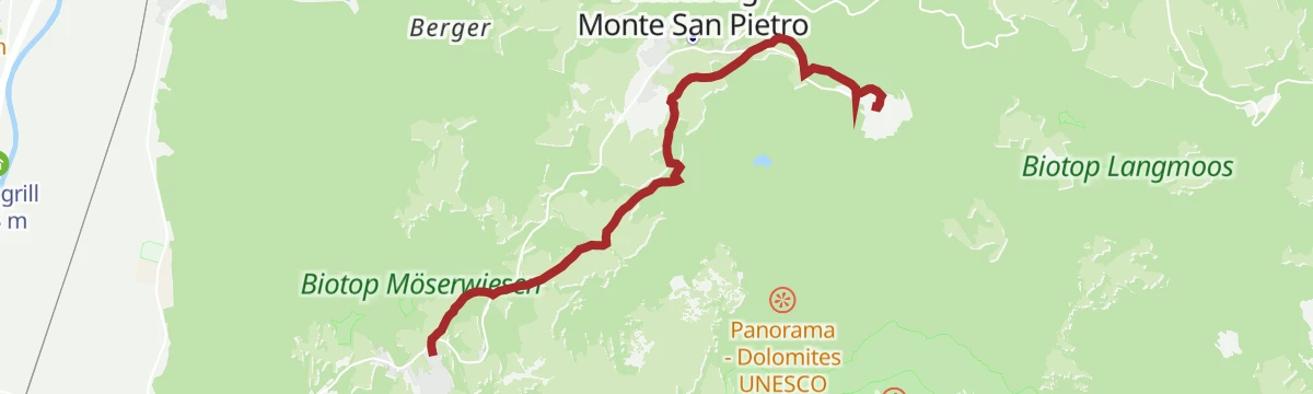 Route map: Aldein-Petersberg-Way of Reflection to Maria Weißenstein